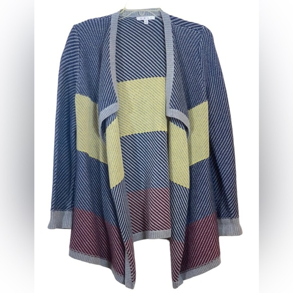 Cabi chunky knit blanket open waterfall cardigan. Size large GUC color block - Picture 1 of 7